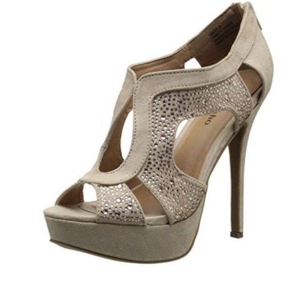 Zigi Soho Pumps SilvyFaux Suede Rhinestone Studded Stiletto Platform Heel 8 $189